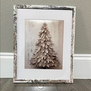Rustic Farmhouse Cream/ Neutral Holiday Christmas Tree Framed Art